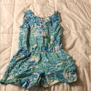 Blue and white romper